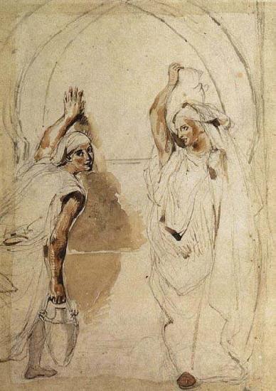 Eugene Delacroix Two Women at the Well Norge oil painting art